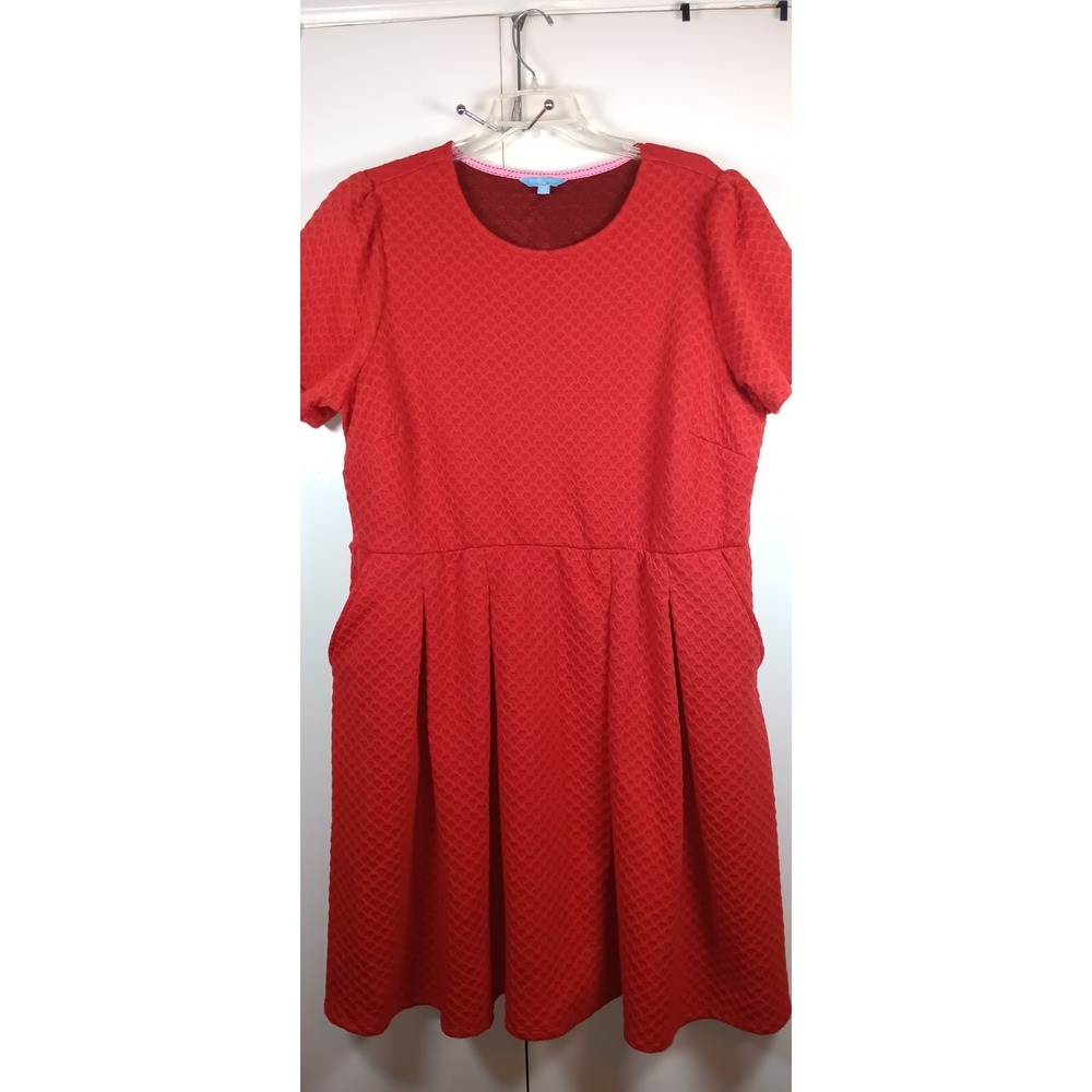 Womens dress red hearts Short Sleeve Knit dollette coquette knee midi  PLUS 2X